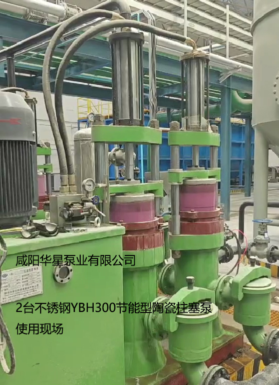2臺不銹鋼YBH300節能型陶瓷柱塞泵使用現場(chǎng)